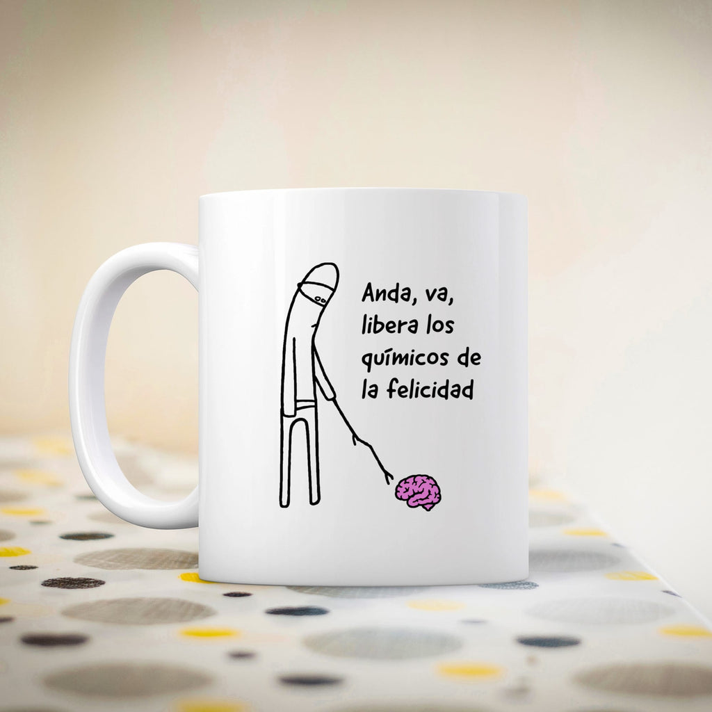 Taza Anda, va, libera los químicos de la felicidad